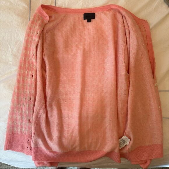 J. Crew Pink Gingham Cashmere Cardigan - Picture 4 of 8